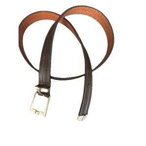 DESCENTE genuine leather belt 40 cuir verified Golf Casual Dress Western Brown